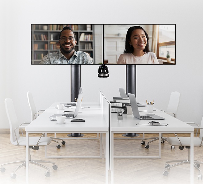 Image du produit Btech B-TECH MODE-AL - Premium Bolt-Down Twin Screen VC Stand - (VESA 600 x 400) - 2m BT8711/BS (Sol, 65")