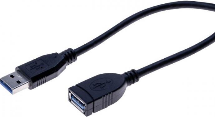 Actual product image Tecline USB 3.0 extension cable, USB 3.0 St. A / USB 3.0 Bu. A, black, 0.5 m Supports transfer rates (0.50 m, USB 3.2 Gen 1)
