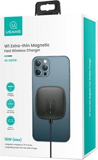 Actual product image Usams CD-159 wireless magnetic charger 15W, Black (15 W)