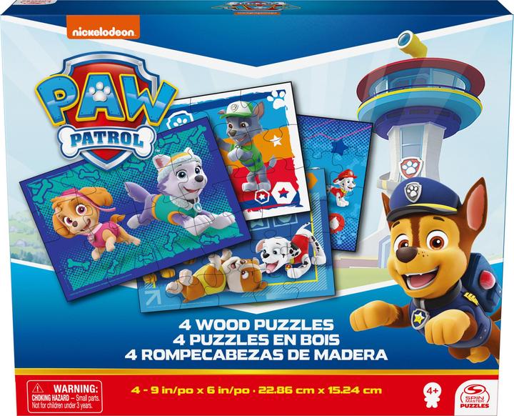 Actual product image Spin Master Paw Patrol, 4-piece wooden puzzle collection 12-piece 16-piece 20-piece 24-piece children's puzzles (16 pieces)