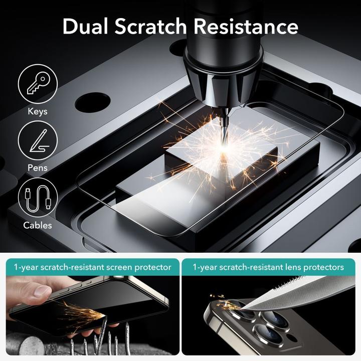 Actual product image ESR Tempered Glass 2-Pack Iphone 15 Pro Black (2 pcs., Apple iPhone 15 Pro)