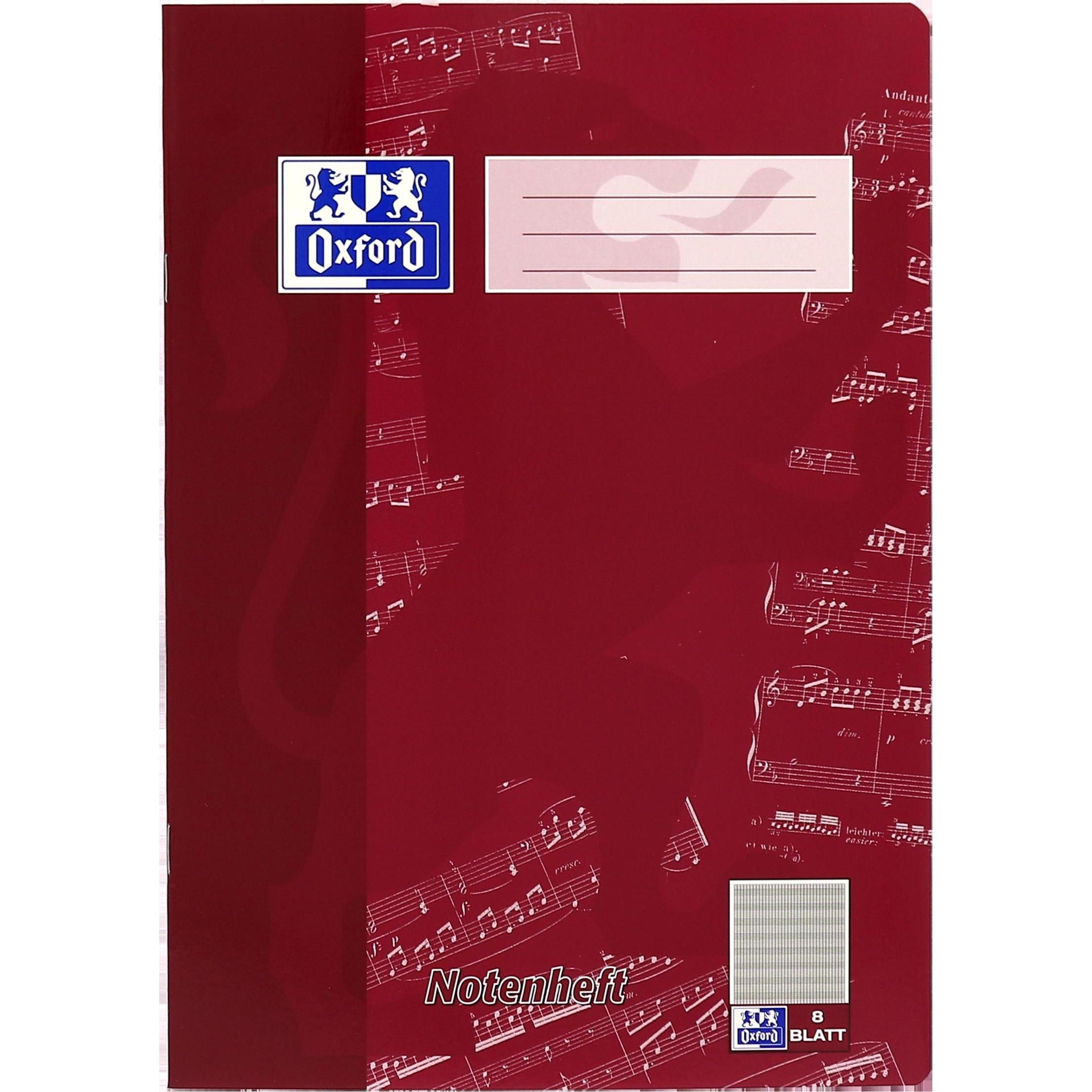 Oxford, Heft + Block, Notenheft A4 (A4, Liniert, Harter Einband)