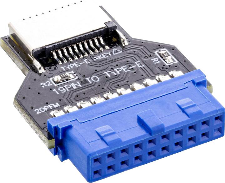 Actual product image InLine USB 3.0 mainboard to USB 3.2 Type-E Key-A adapter internal