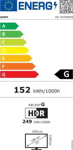 Energie-Label Sony KE-75XH9005 (75", LCD, 4K, 2020)