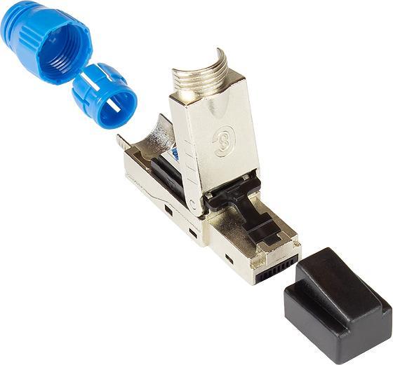 Actual product image Good Connections RJ45 plug Cat. 8.1, tool-free / field-attachable, STP shielded, metal (S/UTP, CAT8.1)