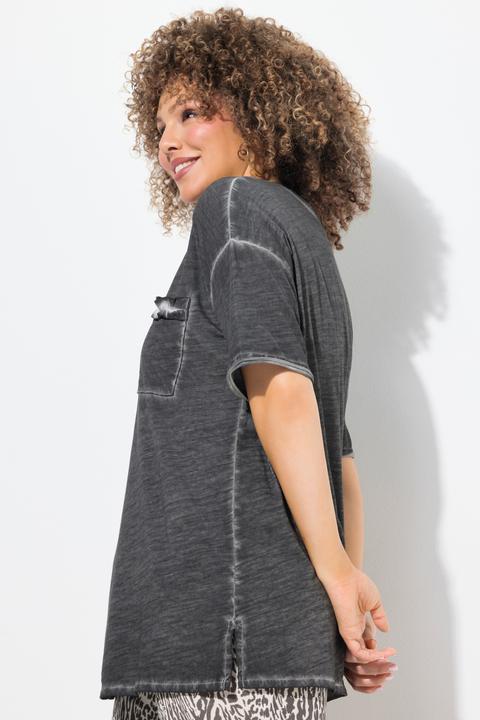 Produktbild Ulla Popken T-Shirt, oversized, Rüschen-Brusttasche, Halbarm (58)
