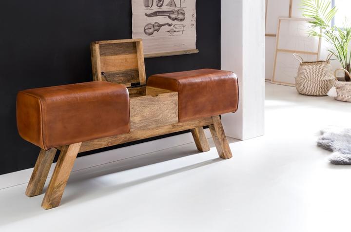 Produktbild FineBuy Truhenbank Mango Braun (26.50 cm)