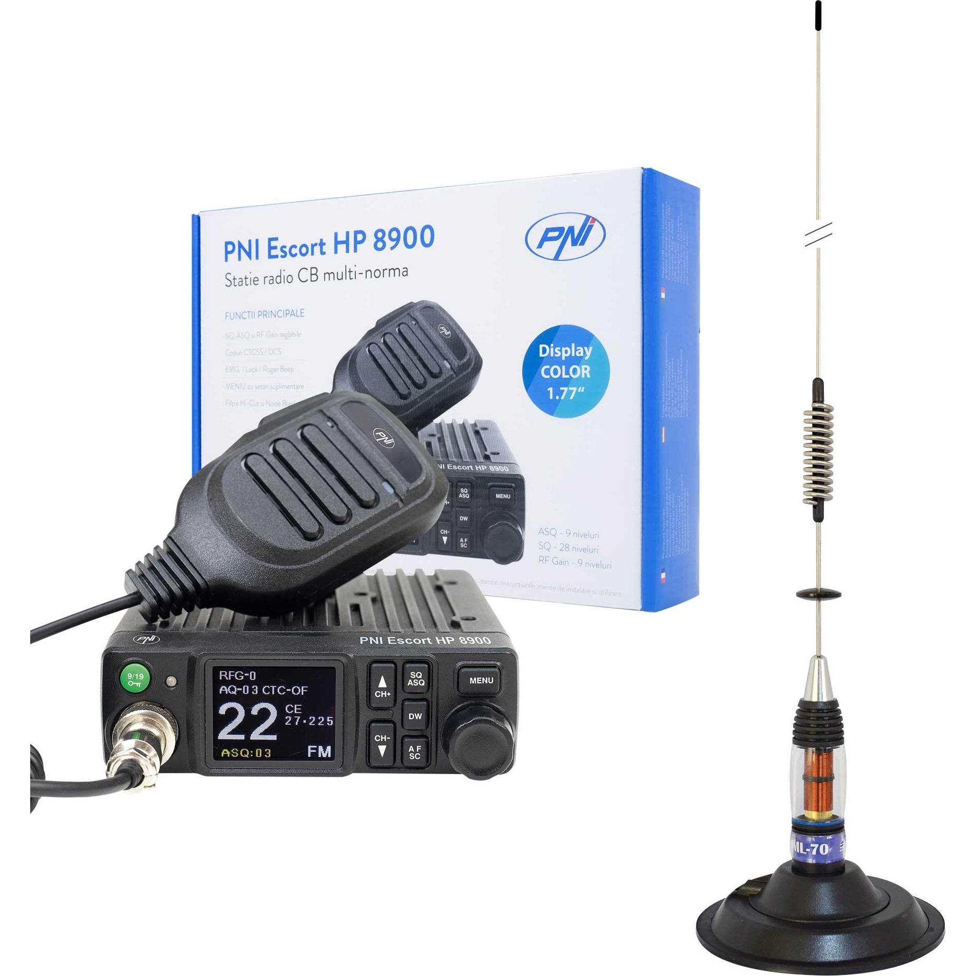 Thumbnail - PNI CB Escort HP 8900 ASQ-Funkpaket, 12–24 V + CB ML70-Antenne, 70 cm mit Magnetfuss 145 mm im Li, Netzwerk Zubehör