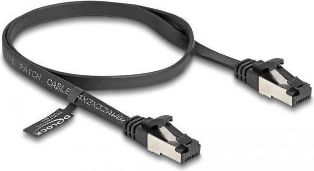 Actual product image Delock RJ45 flat ribbon patch cable male to male Cat.8.1 flexible 0.5 m black (U/FTP, CAT8.1, 0.50 m)