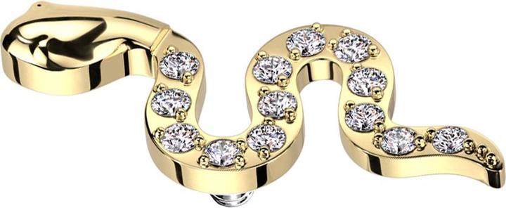 Actual product image Star Piercing Dermal Anchor Snake gold-plated crystals silver (without brass, Titanium)
