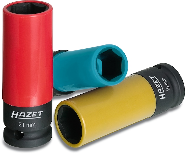 Produktbild HAZET Schlag-, Maschinenschrauber Steckschlüssel Satz 903SPC/3 ∙ Vierkant12,5 mm (1/2 Zoll) ∙ Aussen… (19 mm, 17 mm, 21 mm)