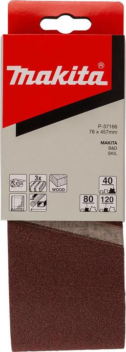 Produktbild Makita P-37166 Schleifband 76x457mm Set (40, 80, 120)