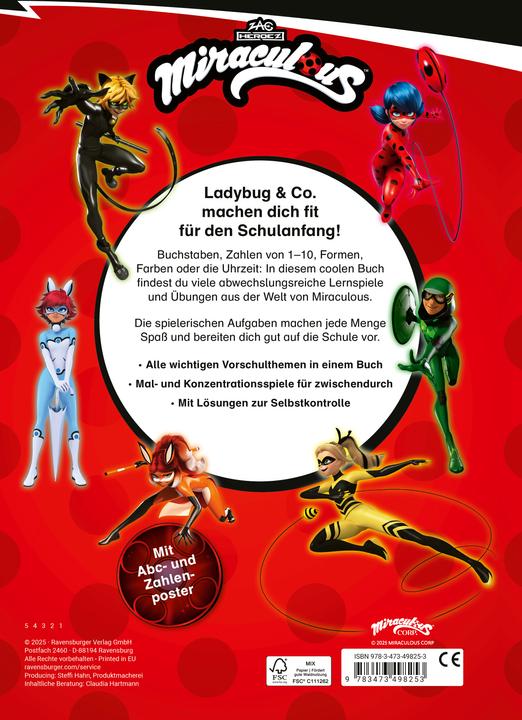 Actual product image Ravensburger Miraculous: Das grosse Vorschulbuch - Buchstaben, Zahlen, Konzentration (German)