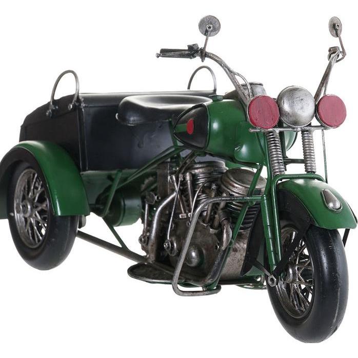 DKD Home Decor, Deko Objekt, Deko-Figur Schwarz grün Motorrad Vintage 16 x 37 x 19 cm (2 Stück) (1 Stück)