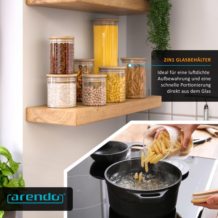 Produktbild Arendo 8x 2,2 L Vorratsgläser, Glasbehälter, 8er Set, Borosilikatglas, Bambusdeckel, Vorratsdosen luftdicht (2.20 l)