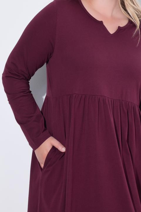 Produktbild Ulla Popken Jersey-Maxikleid, A-Linie, Tunika-Ausschnitt, Langarm (54)