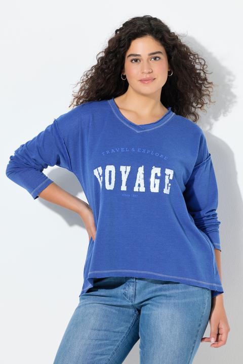 Produktbild Ulla Popken Sweatshirt, Pailletten, V-Ausschnitt, Langarm, Rollkanten (44)
