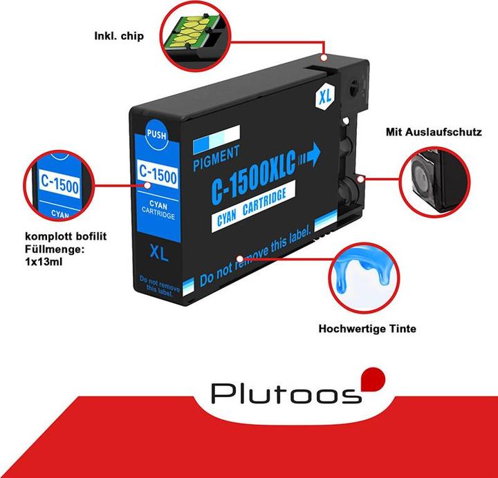 Actual product image Plutoos Canon PGI-1500 Cartridge XL, Cyan (C)