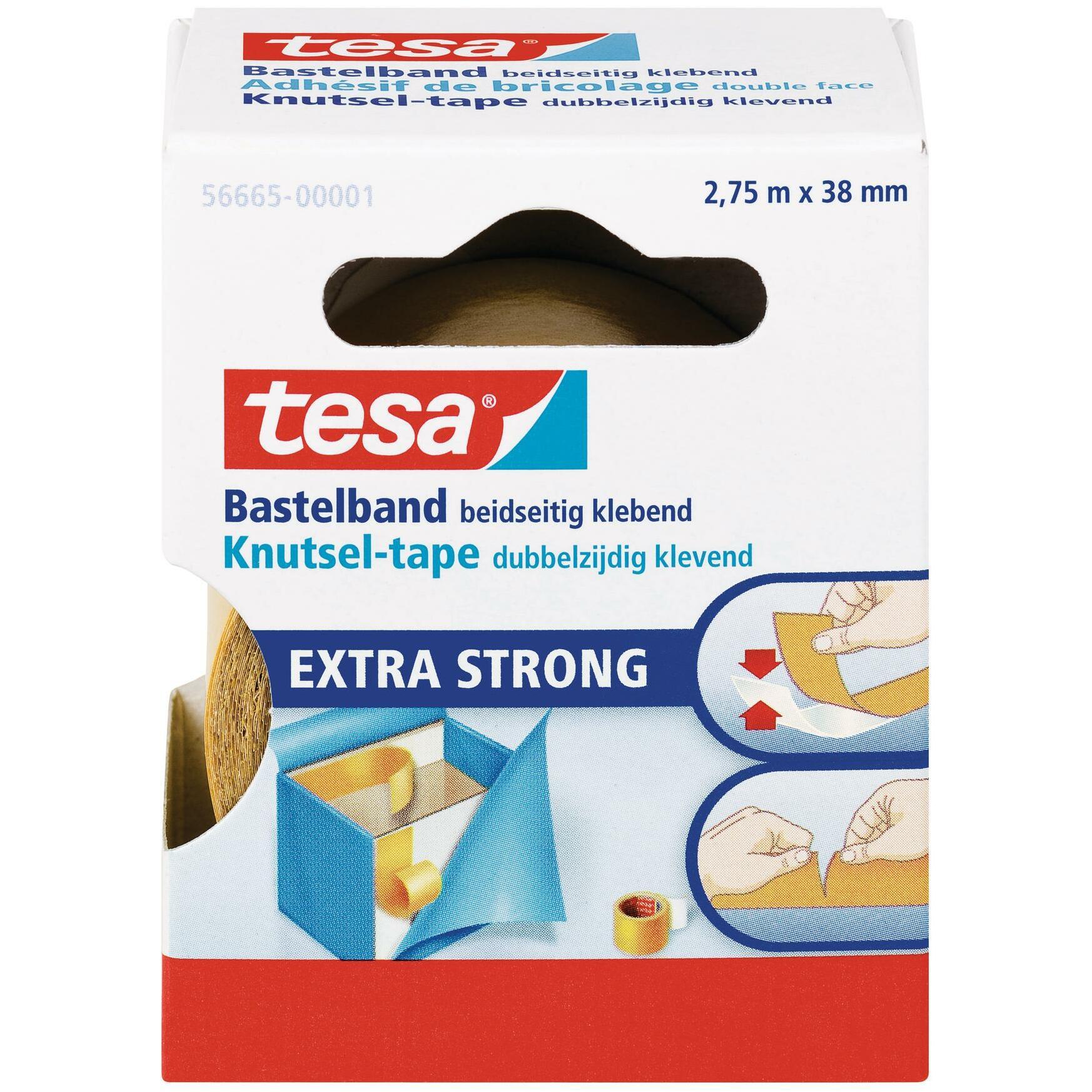 6x tesa, Klebeband, Doppelseitiges Bastel-Klebeband (38 mm)