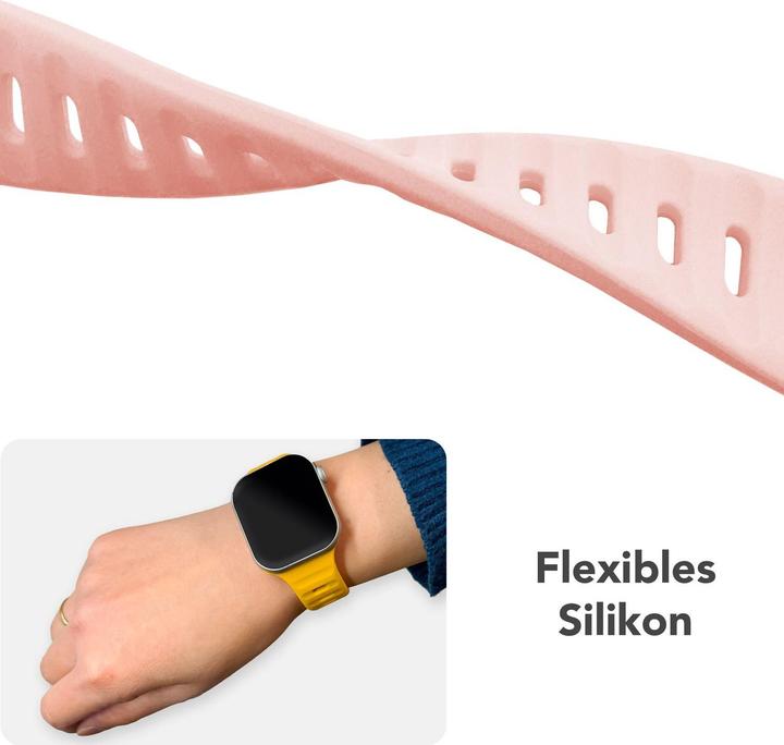 Produktbild Nalia Motion Silikon-Armband für Apple Watch, Sportarmband wasserfest - Soft, Flexibel & Langlebig (Metall, Silikon)