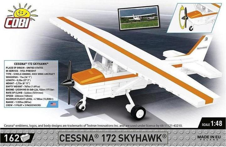 Produktbild Cobi 26623 - Cessna 172 Skyhawk, Massstab 1:48, Klemmbausteine, 162 Teile