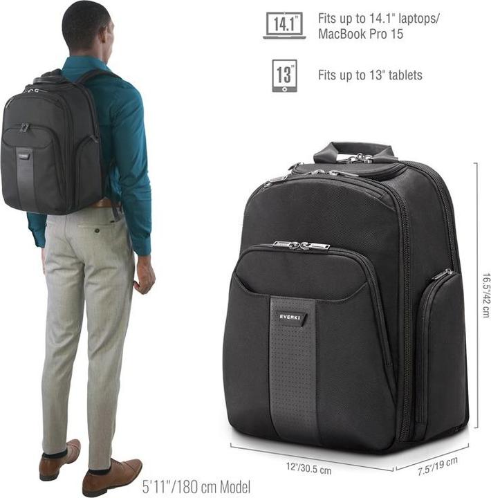 Actual product image Everki Versa Backpack EKP127B Notebook Backpack Fits maximum 358 (21 l)
