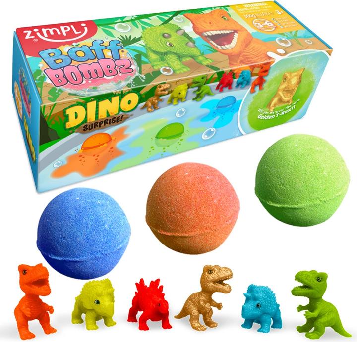 Actual product image Zimpli Kids 3x Baff Bombz Surprise Collectible Dinosaur Bath Bomb (Bath bombs)