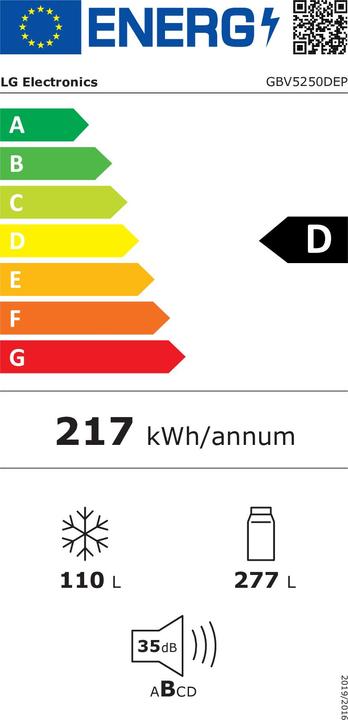 Energie-Label LG GBV5250DEP (387 l)