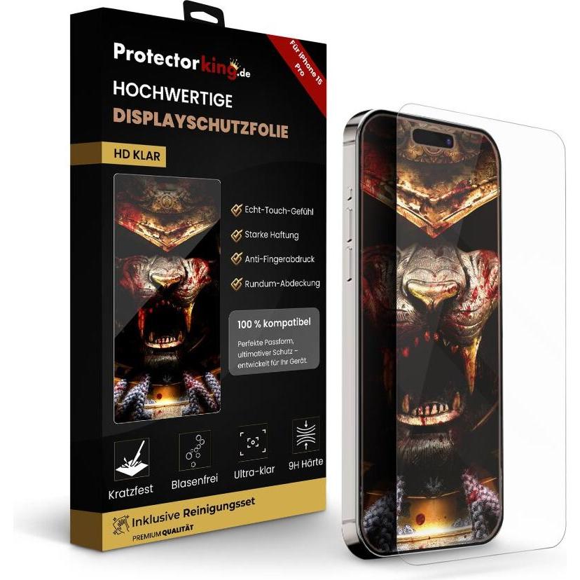 Thumbnail - Protectorking 4x echtes Tempered 9H Panzerhartglas 3D KLAR (4 Stück, Apple iPhone 15 Pro), Smartphone Schutzfolie, Trans...
