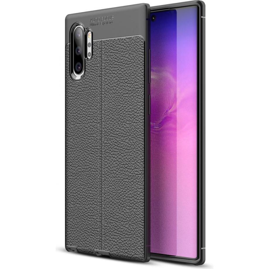 Thumbnail - Screenguard Samsung Galaxy Note10+ Hülle Leather Design TPU Cover (Samsung Galaxy Note 10+), Smartphone Hülle, Schwarz