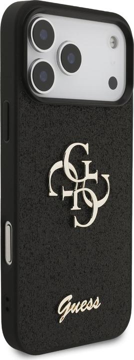 Actual product image Guess Back panel cover Apple iPhone 17 Pro Max Fixed Glitter 4G Metal Logo Case Black (Apple iPhone 17 Pro Max)