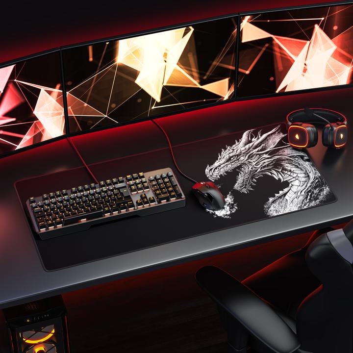 Actual product image Titanwolf Gaming Mouse Pad, 900 x 400mm XXL Speed Gaming Mouse Mat, Mousepad Extra Large Surface, Black Dragon (XXL)