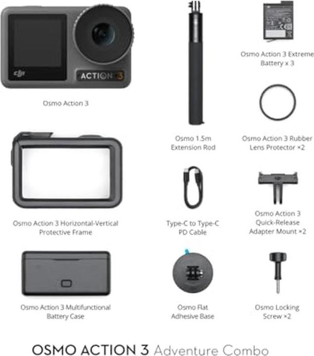 Actual product image DJI Osmo Action 3 Adventure Combo (24p, Bluetooth, Wi-Fi)