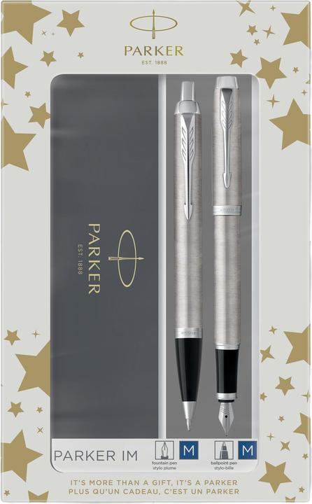 Produktbild Parker Pen IM Brushed Metal C.C. DuoSet inkl. Geschenkbox (Schwarz, Silber, 2 x)