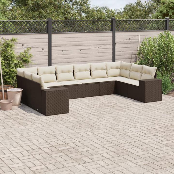 Immagine prodotto VidaXL Set di divani da giardino set da giardino gruppo di sedute da giardino 10 pezzi marrone