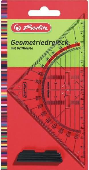 Actual product image Herlitz Geometry triangle small with handle plastic (16 cm, Plastic)