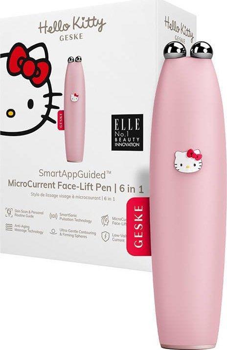 Konjac Sponge Urządzenie do mikroprądowego liftingu twarzy 6w1 Geske z Aplikacją (Hello Kitty różowy)