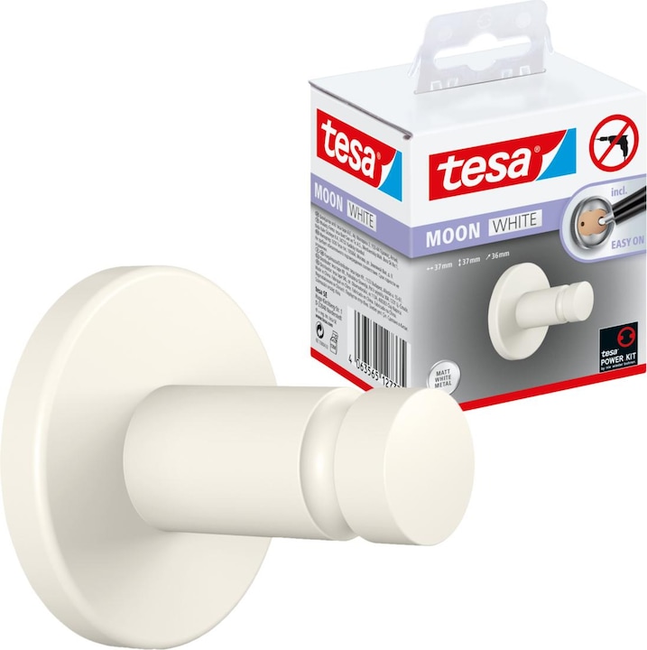 Actual product image tesa MOON WHITE Towel hook incl. adhesive solution without drilling