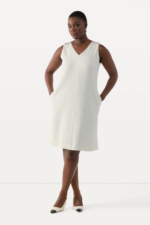 Produktbild Ulla Popken Bouclé-Kleid, A-Linie, V-Ausschnitt, ärmellos, Taschen (42, 44)