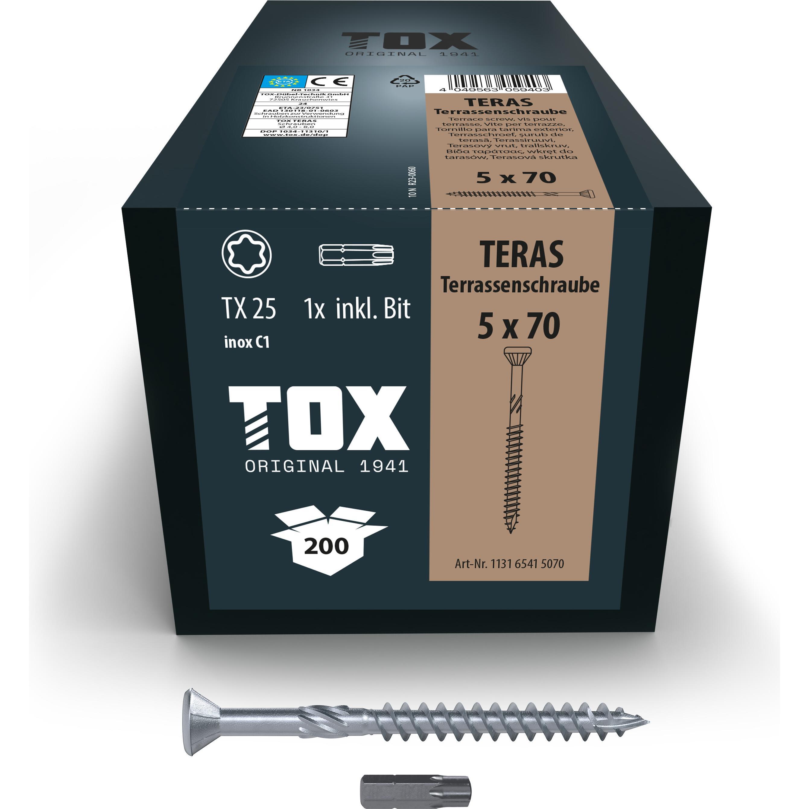 Tox, Viti, TERAS 5,0 x 70 (200 pz.) (200 Viti per pezzo)