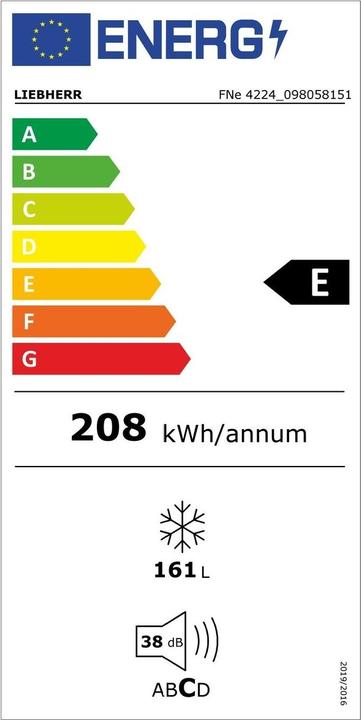 Energie-Label Liebherr Gefrierschrank freistehend Plus FNe 4224 Weiss (Freistehend, 160 l)