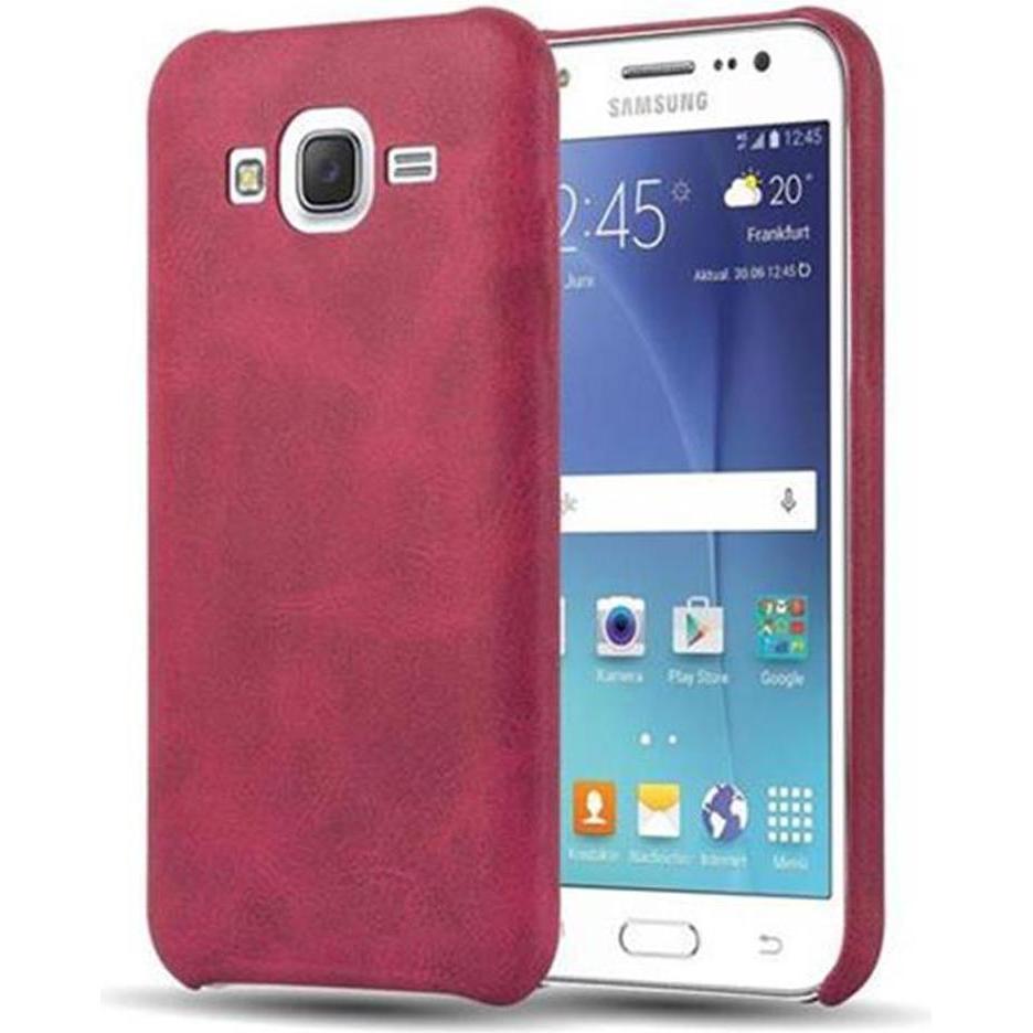 Cadorabo Hard Cover Kunstleder mit Struktur (Samsung Galaxy J5 (2015)), Smartphone Hülle, Rot