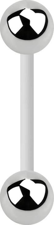 Produktbild Star Piercing Micro Banane weiss mit zwei Kugeln silber (ohne Messing, Chirurgenstahl 316L, Kunststoff)