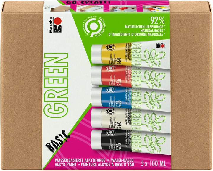 Immagine prodotto Marabu Craft Paint Vernice Alchidica Verde Set Basic, 5 x 100 ml (Multi, 100 ml)