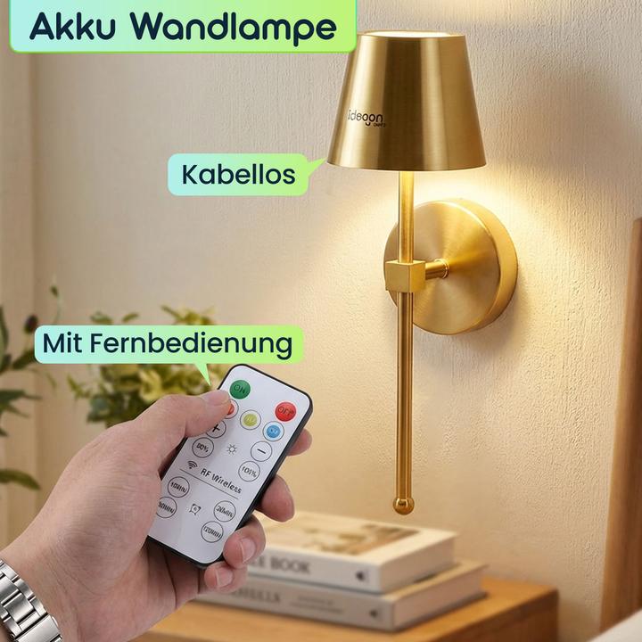 Actual product image Ideoon 4er-Set Elegante LED Wandleuchte kabellos mit Fernbedienung: Akku Wandlampe dimmbar in Gold (180 lm)