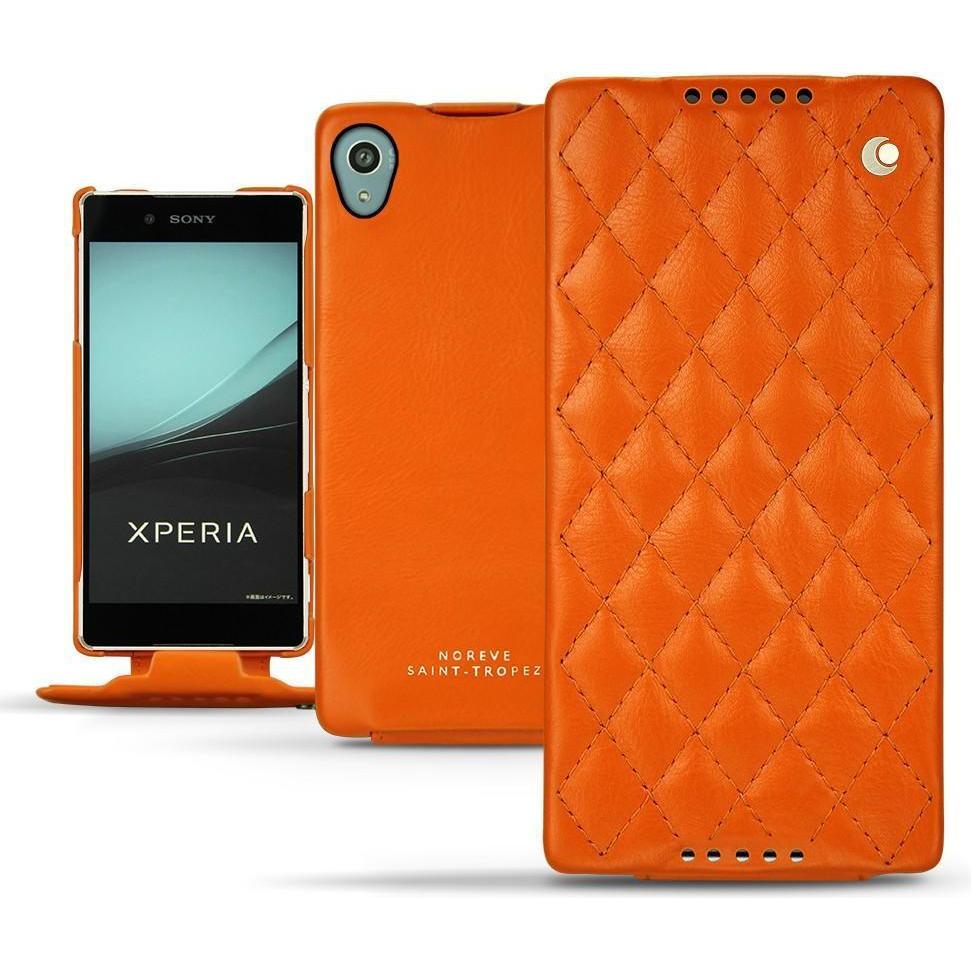 Noreve Lederschutzhülle vertikal (Sony Xperia Z4/ Z3+), Smartphone Hülle, Orange
