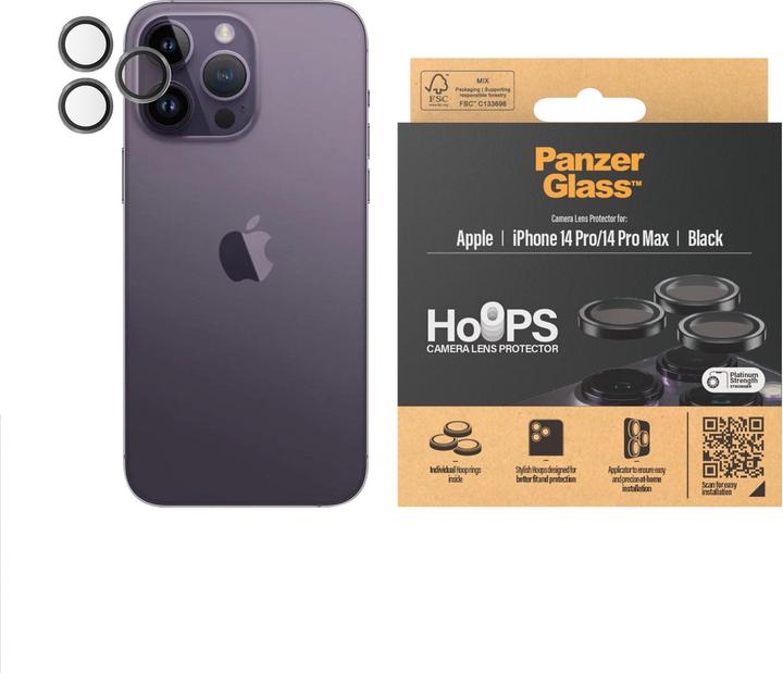 Produktbild PanzerGlass CP PP Rings for iPhone 14 Pro/14 Pro Max black (1 Stück, Apple iPhone 14 Pro, Apple iPhone 14 Pro Max)