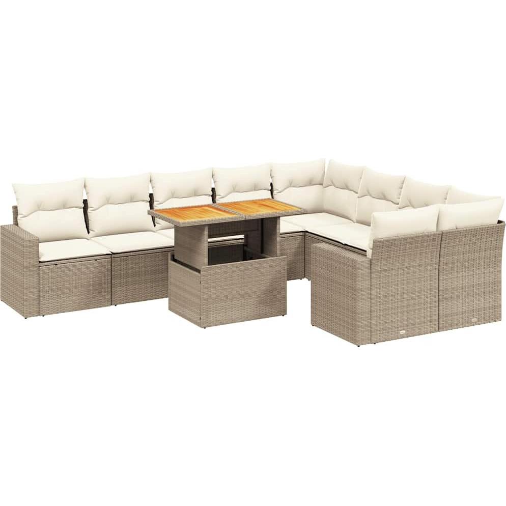 VidaXL, Gartenlounge, Gartenmöbel Sofa Garnitur Gartengarnitur Garten Sitzgruppe 10-tlg. Beige
