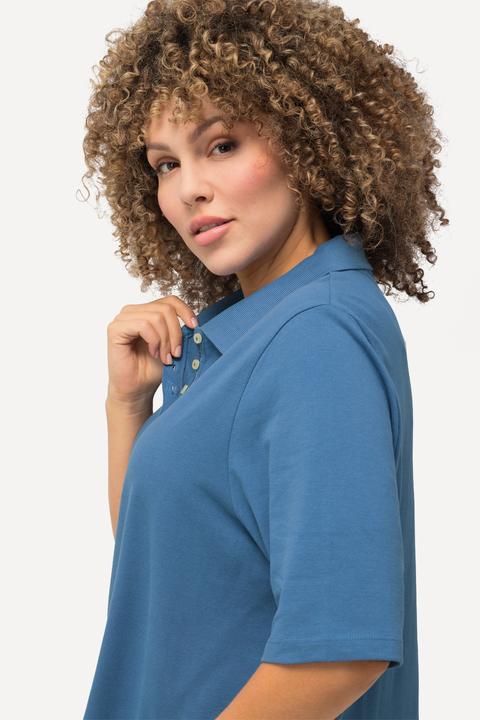 Image du produit Ulla Popken Polo en maille piquée. Patte de boutonnage en velours. Manches courtes (68)