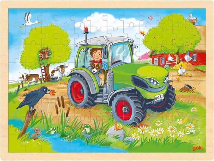 Actual product image Goki Tractor inlay puzzle (96 pieces)